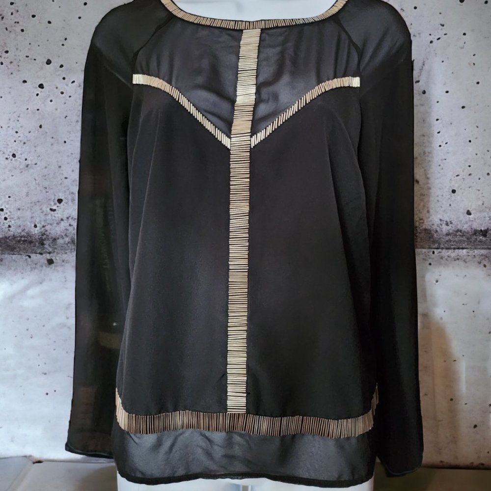 GUESS BY MARCIANO Black sheer with gold detail.  Size SMALL